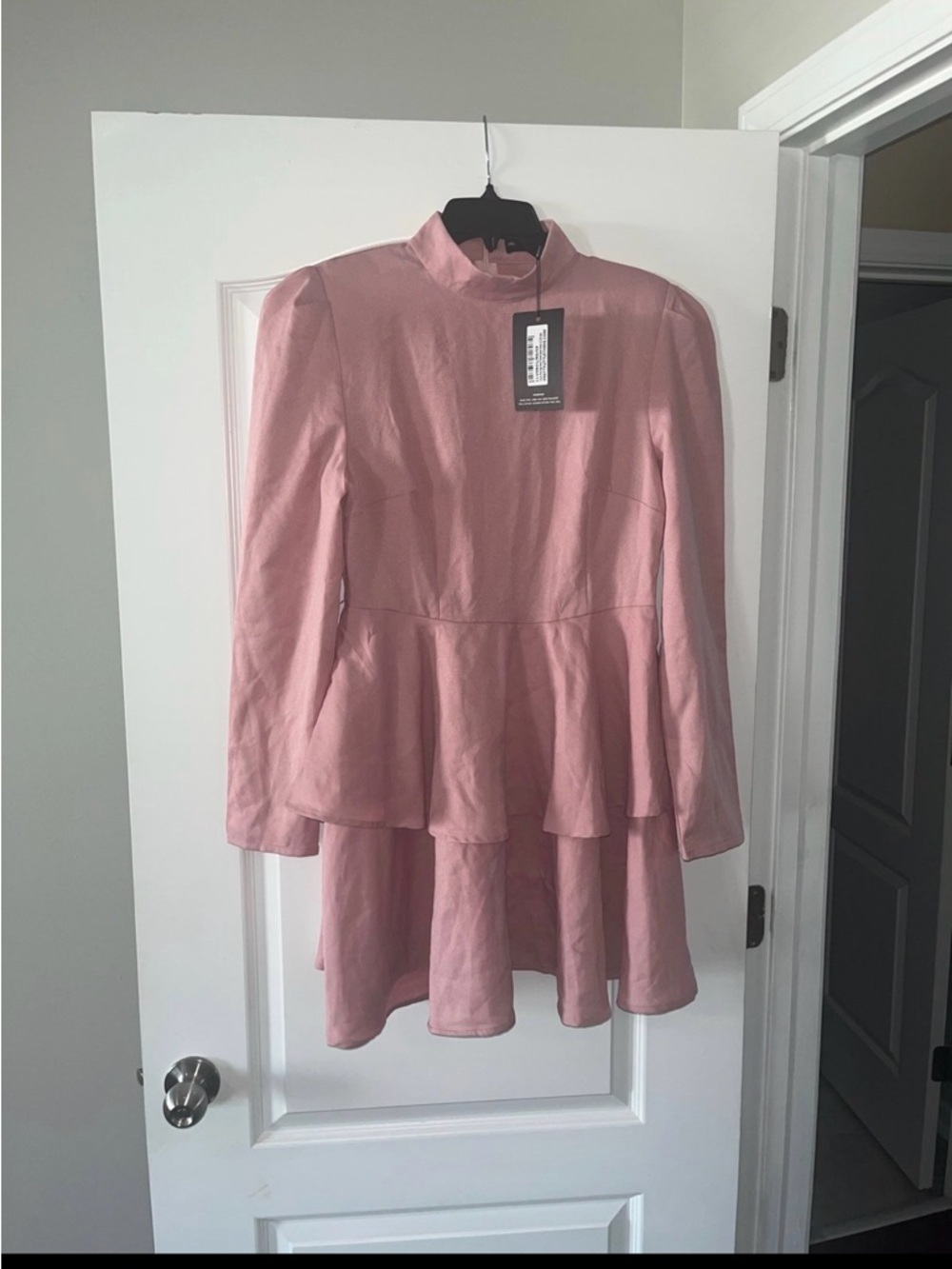 Pink Long Sleeve Tiered Mini Dress PrettyLittleThing Dress! NWT